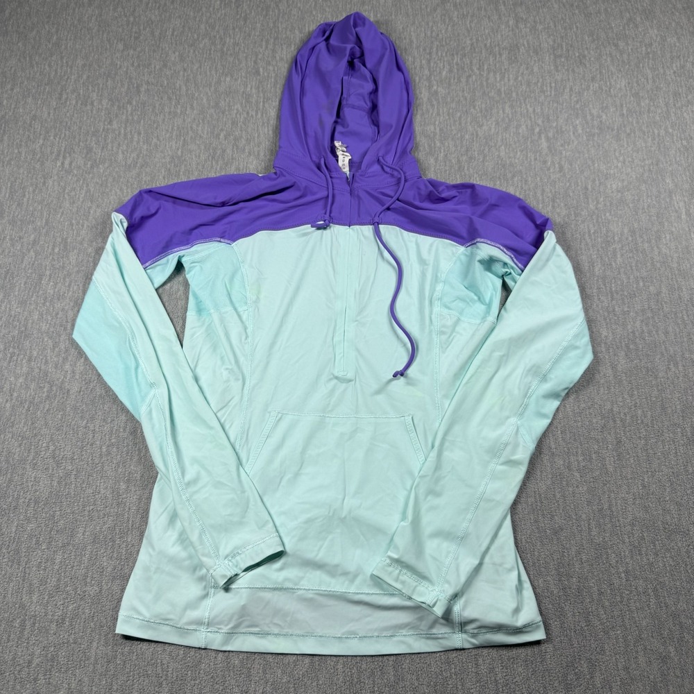 Lululemon Hoodie Womens 10 Purple Teal Colorblock Half Zip Athletic Pouch Pocket